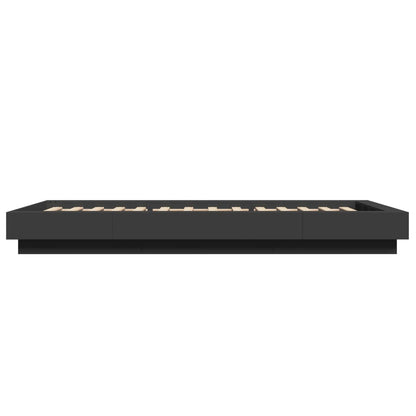Bed Frame with LED Lights without Mattress Black 75x190cm