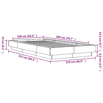 Bed Frame without Mattress Concrete Grey 100x200 cm