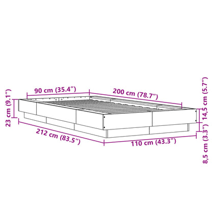 Bed Frame without Mattress Smoked Oak 90x200 cm