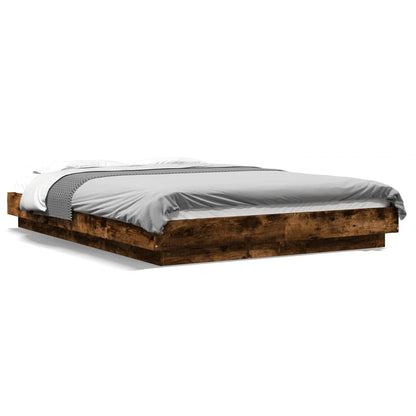 Bed Frame without Mattress Smoked Oak 140x190 cm