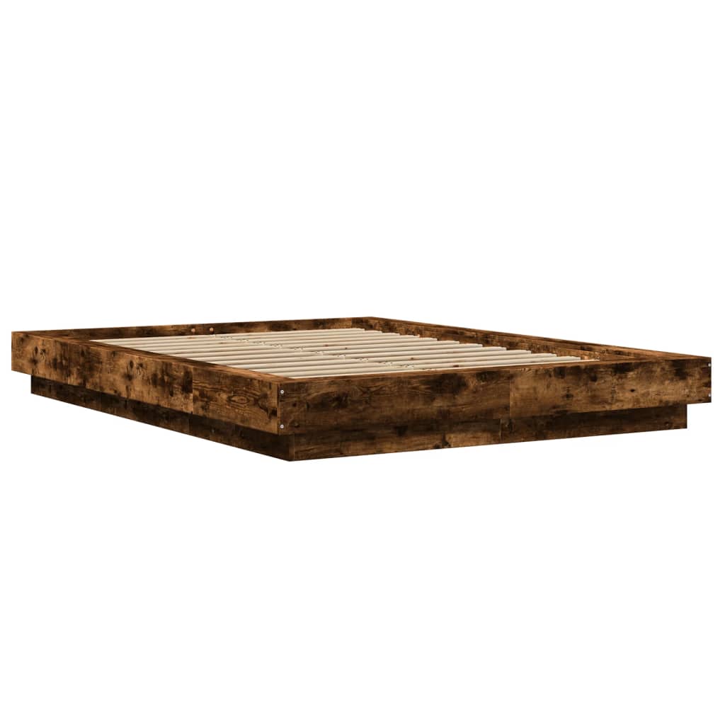 Bed Frame without Mattress Smoked Oak 140x190 cm