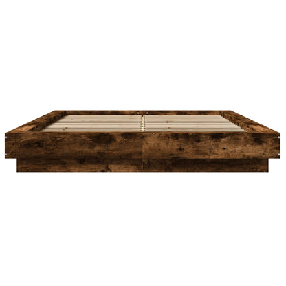 Bed Frame without Mattress Smoked Oak 140x190 cm