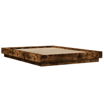 Bed Frame without Mattress Smoked Oak 140x190 cm