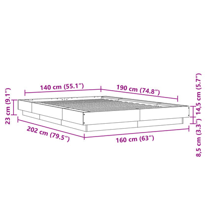 Bed Frame without Mattress Grey Sonoma 140x190 cm