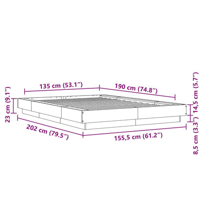 Bed Frame without Mattress Grey Sonoma 135x190 cm Double