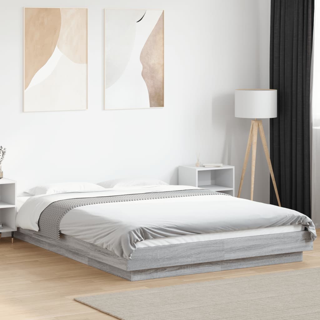 Bed Frame without Mattress Grey Sonoma 120x190 cm Small Double