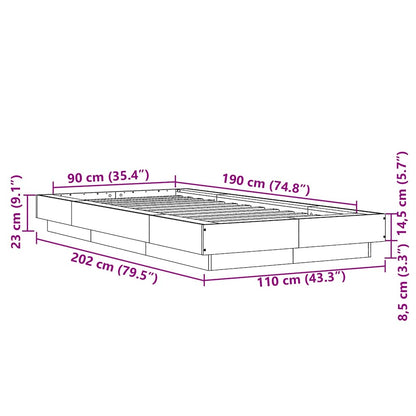 Bed Frame without Mattress Black 90x190 cm Single