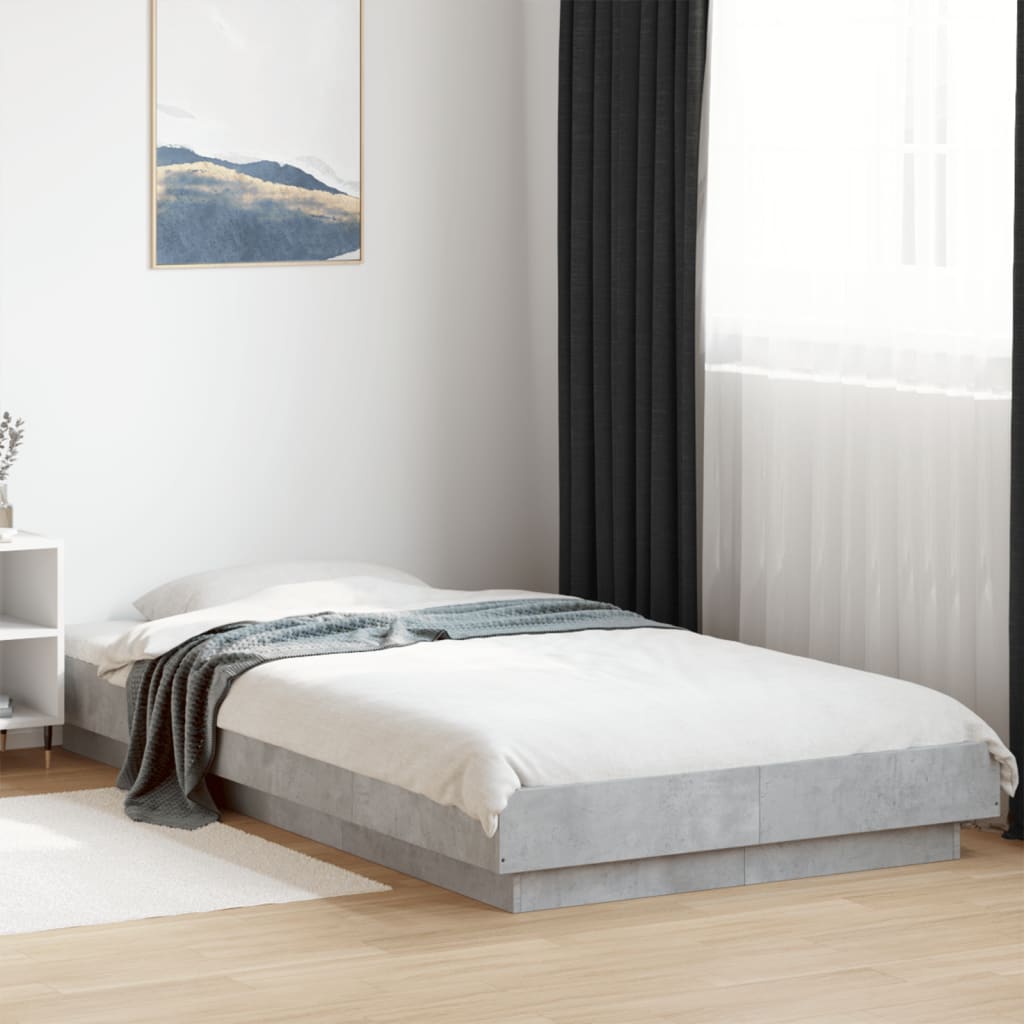 Bed Frame without Mattress Concrete Grey 75x190 cm Small Single