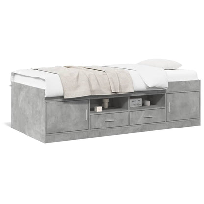 Daybed with Drawers without Mattress Concrete Grey 100x200 cm
