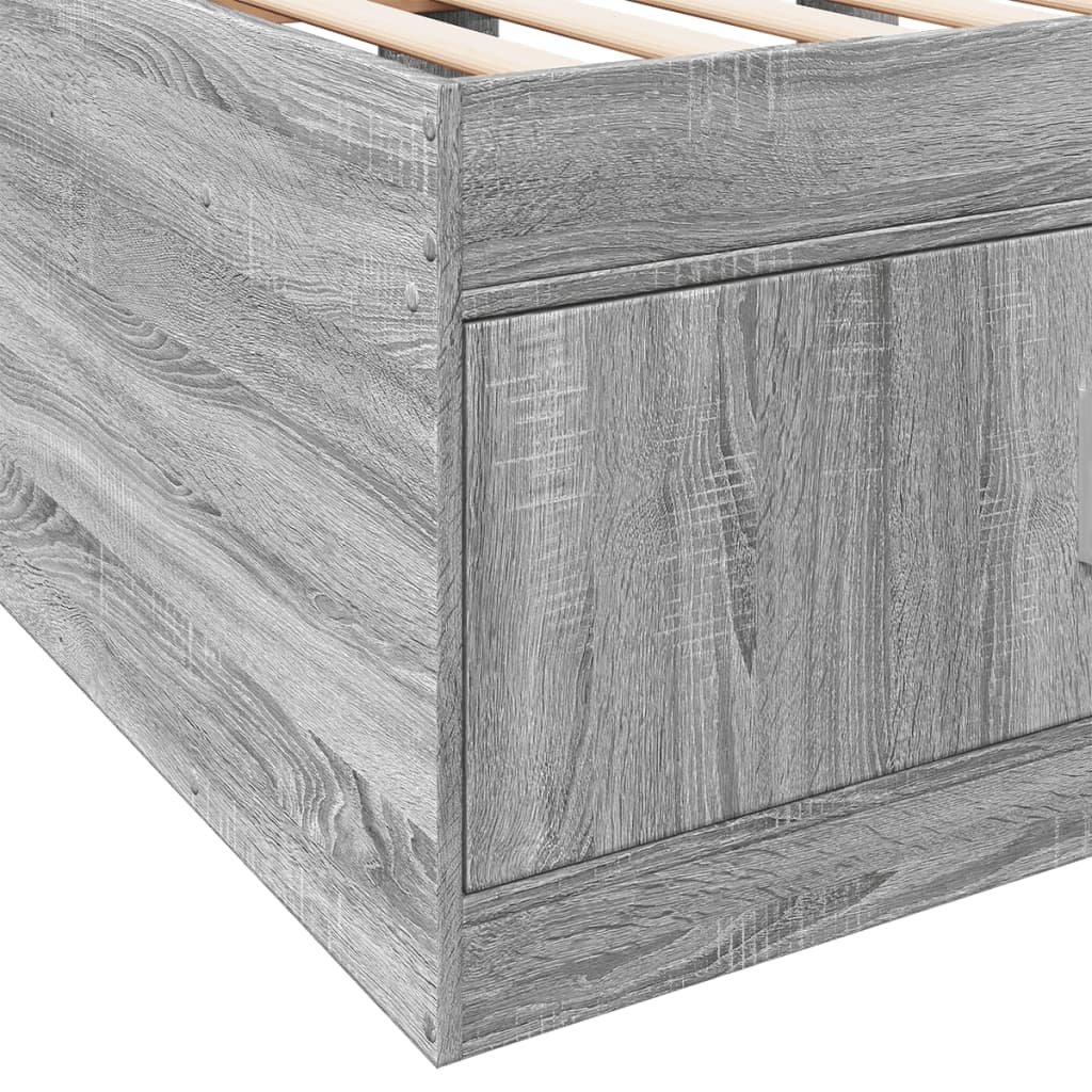 Daybed with Drawers without Mattress Grey Sonoma 100x200 cm