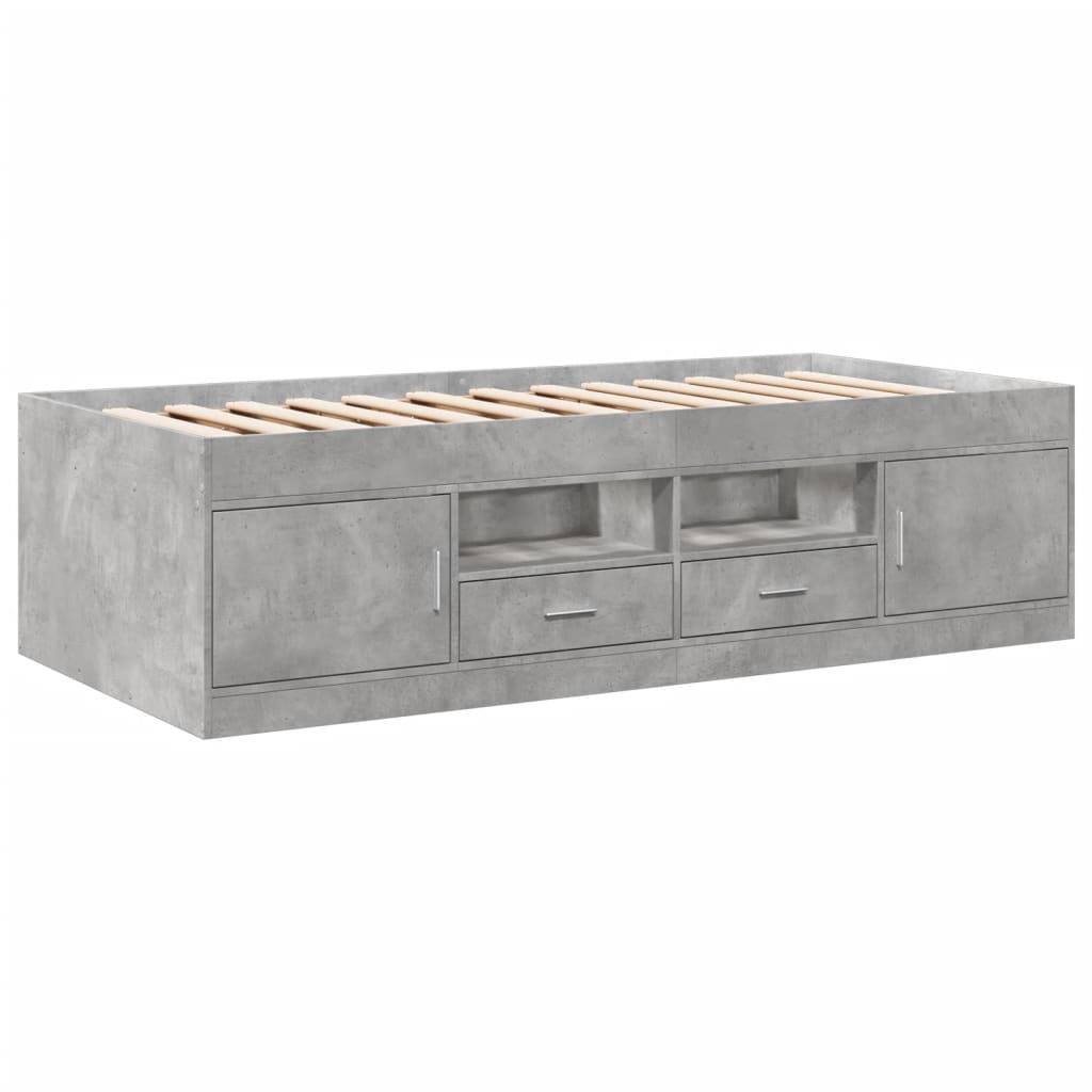 Daybed with Drawers without Mattress Concrete Grey 90x200 cm