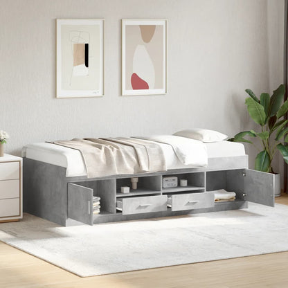 Daybed with Drawers without Mattress Concrete Grey 90x200 cm