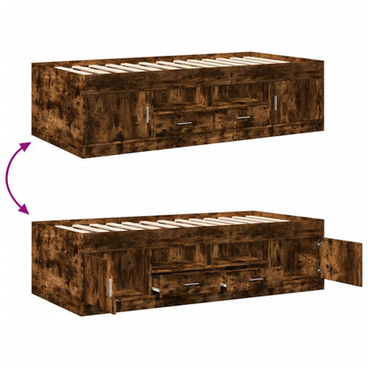 Daybed | Smoked Oak | Engineered Wood | 90 x 200 cm | Storage | Daybed