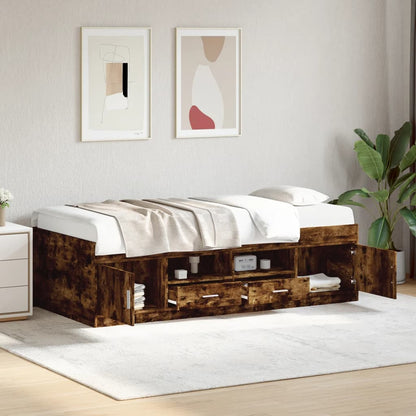Daybed | Smoked Oak | Engineered Wood | 90 x 200 cm | Storage | Daybed