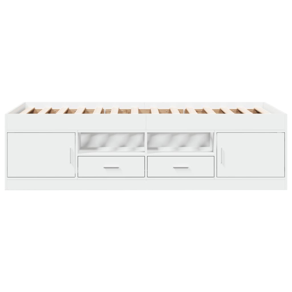 Daybed with Drawers without Mattress White 90x190 cm Single