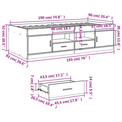 Daybed | Sonoma Oak | Engineered Wood | Single | Daybed | Rectangular