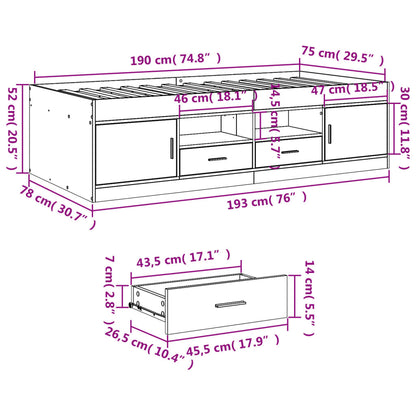 Daybed | Grey sonoma | Engineered wood | Small Single | Daybed