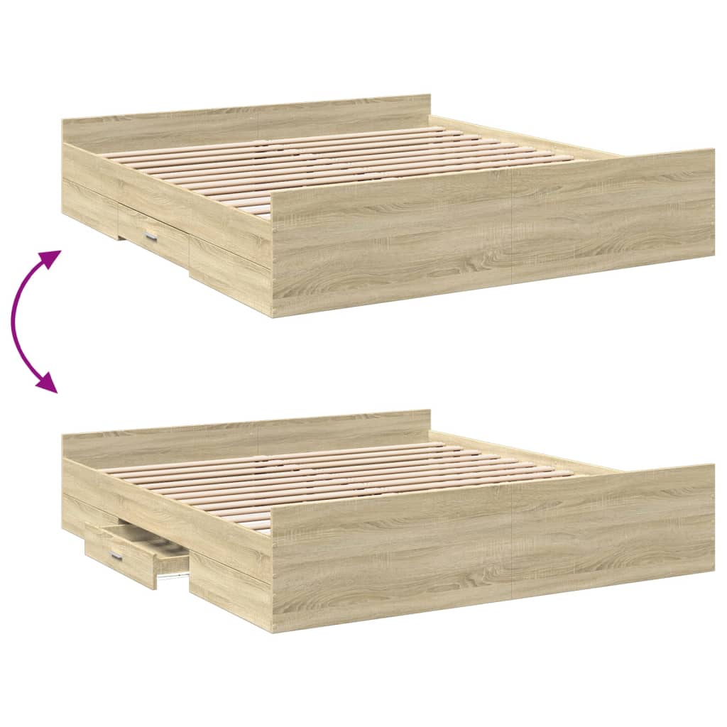 Bed Frame | Sonoma Oak | Engineered Wood | Double | Bed Frame