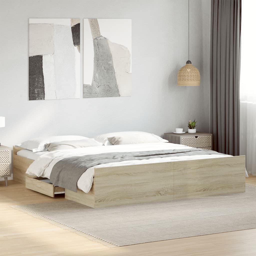 Bed Frame | Sonoma Oak | Engineered Wood | Double | Bed Frame
