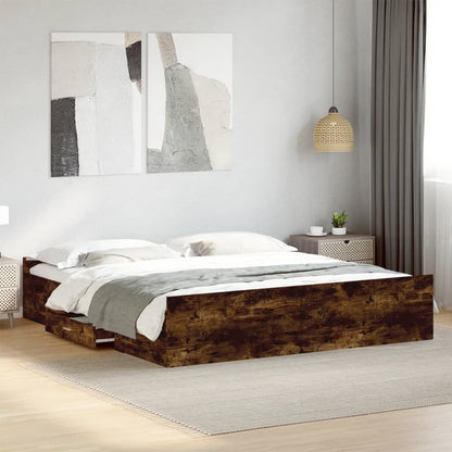 Bed Frame | Smoked Oak | Engineered wood | Double | Bed Frame