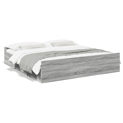 Bed Frame with Drawers without Mattress Grey Sonoma 180x200 cm Super King