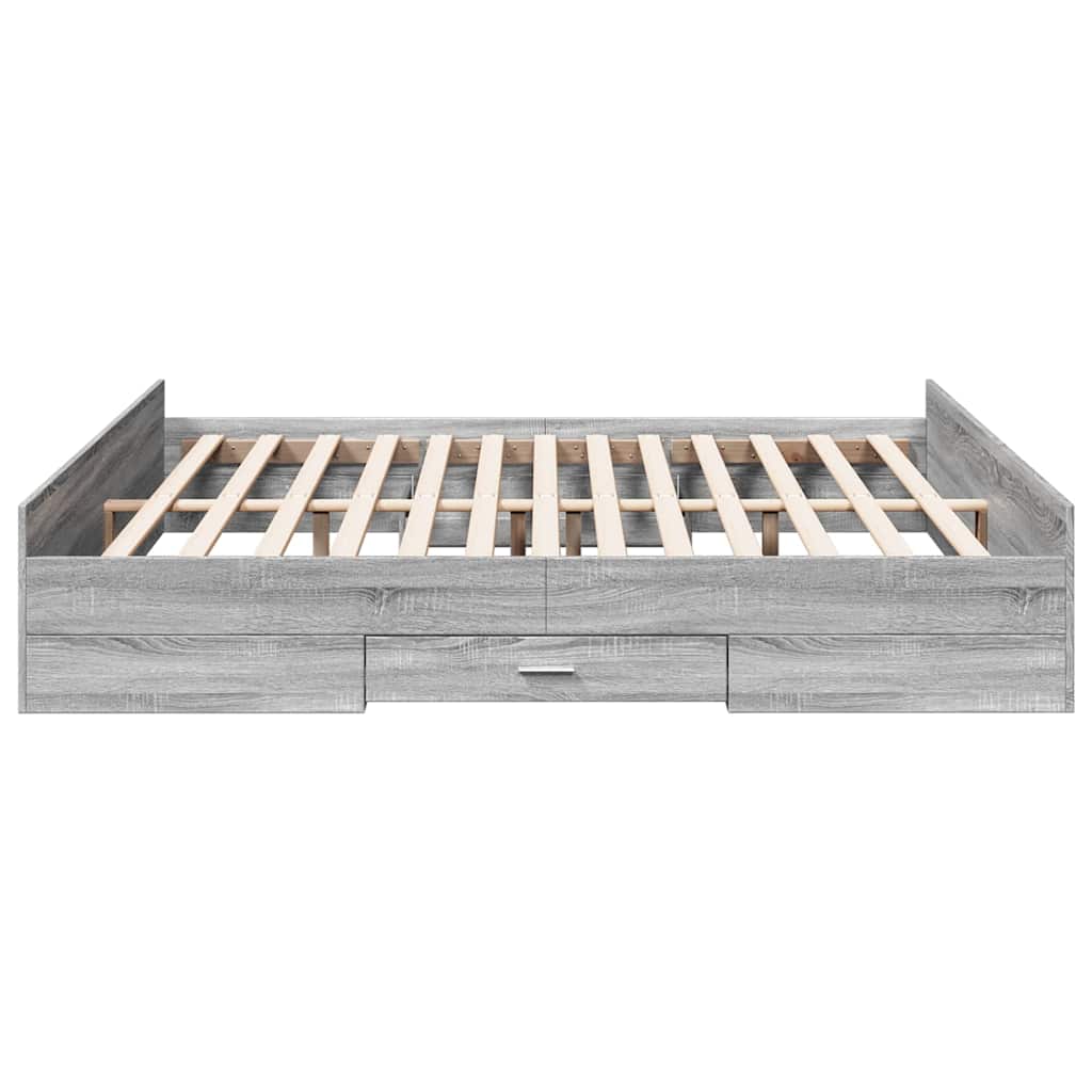 Bed Frame with Drawers without Mattress Grey Sonoma 180x200 cm Super King