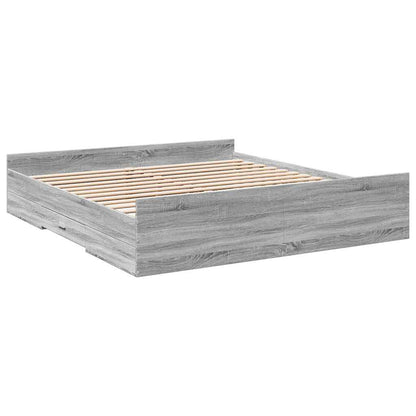 Bed Frame with Drawers without Mattress Grey Sonoma 180x200 cm Super King