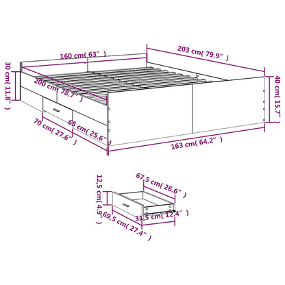 Bed Frame | White | Engineered wood | Double Bed | Bed Frame