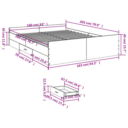 Bed Frame | Grey Sonoma | Engineered wood | 160 x 200 cm | Bed Frame