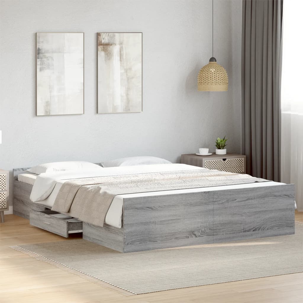 Bed Frame | Grey Sonoma | Engineered wood | 160 x 200 cm | Bed Frame