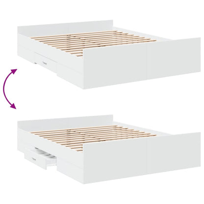 Bed Frame | White | Engineered wood, Plywood | King Size | Bed Frame