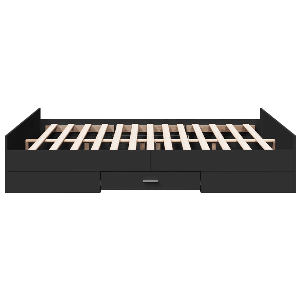 Bed Frame | Black | Engineered Wood | King Size | Bed Frame | Rectangular