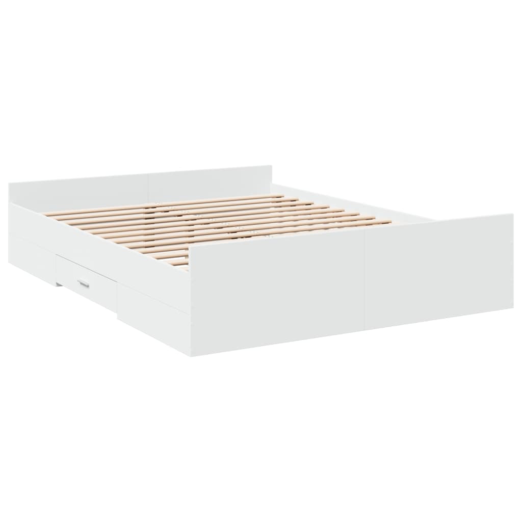 Bed Frame with Drawers without Mattress White 140x200 cm