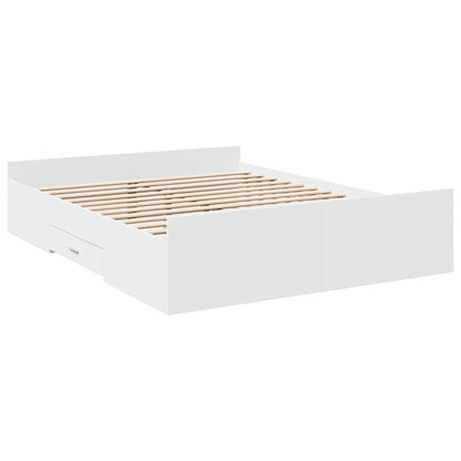 Bed Frame with Drawers without Mattress White 140x200 cm