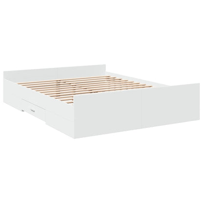 Bed Frame with Drawers without Mattress White 140x200 cm