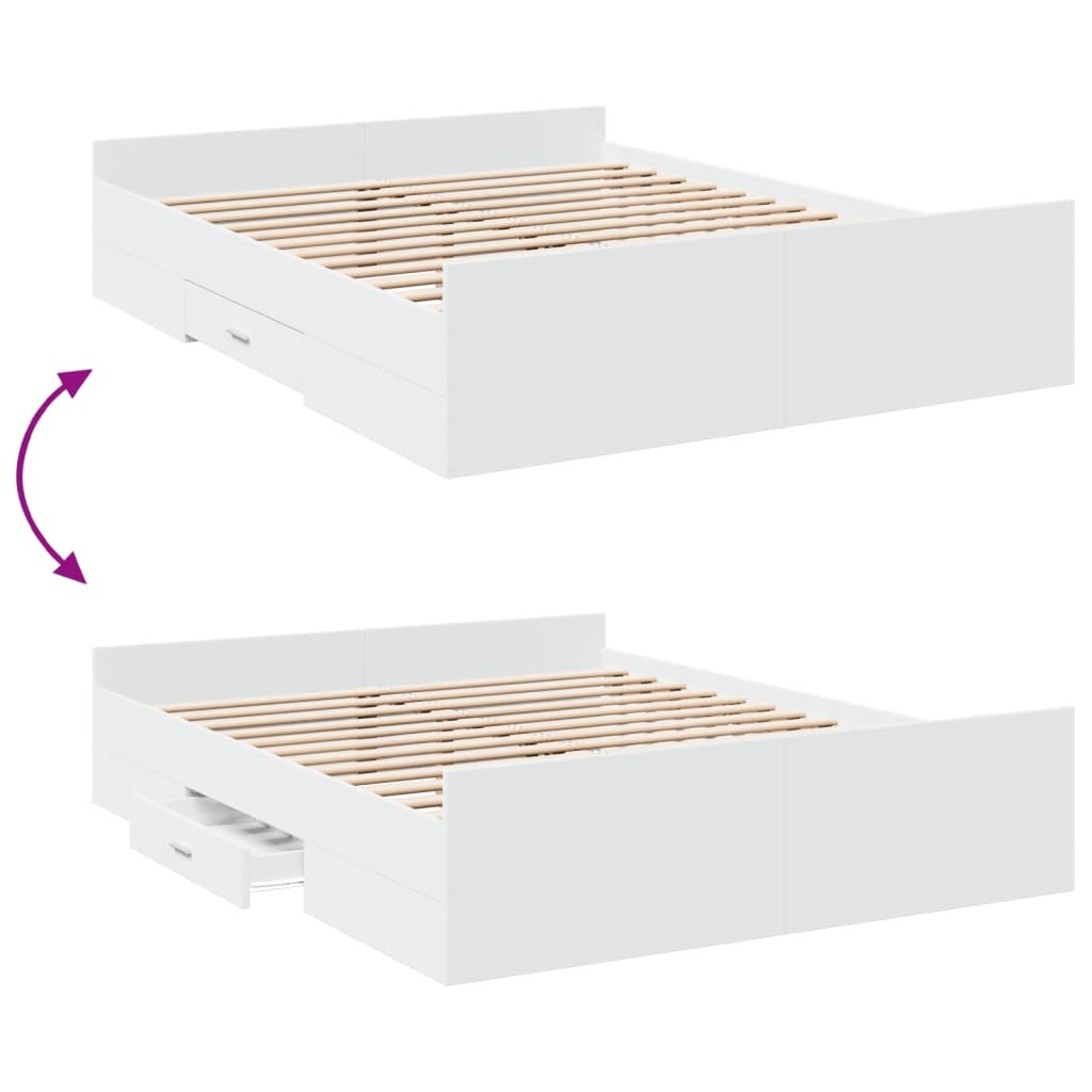Bed Frame with Drawers without Mattress White 140x200 cm