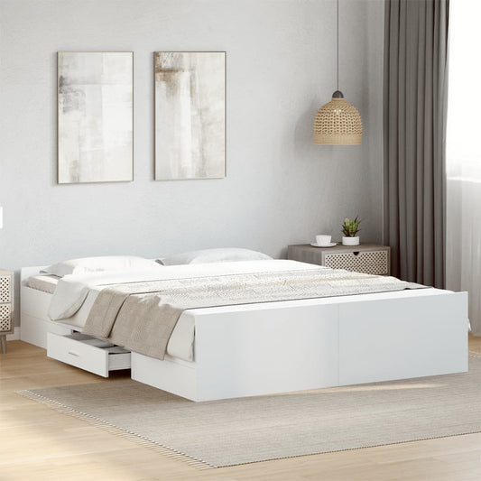 Bed Frame with Drawers without Mattress White 140x200 cm
