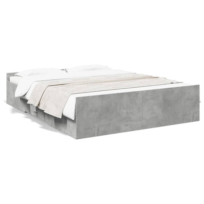 Bed Frame with Drawers without Mattress Concrete Grey 140x200 cm