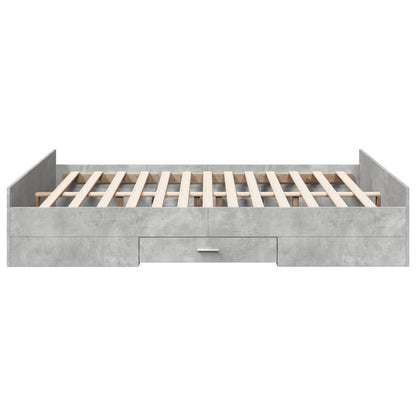 Bed Frame with Drawers without Mattress Concrete Grey 140x200 cm