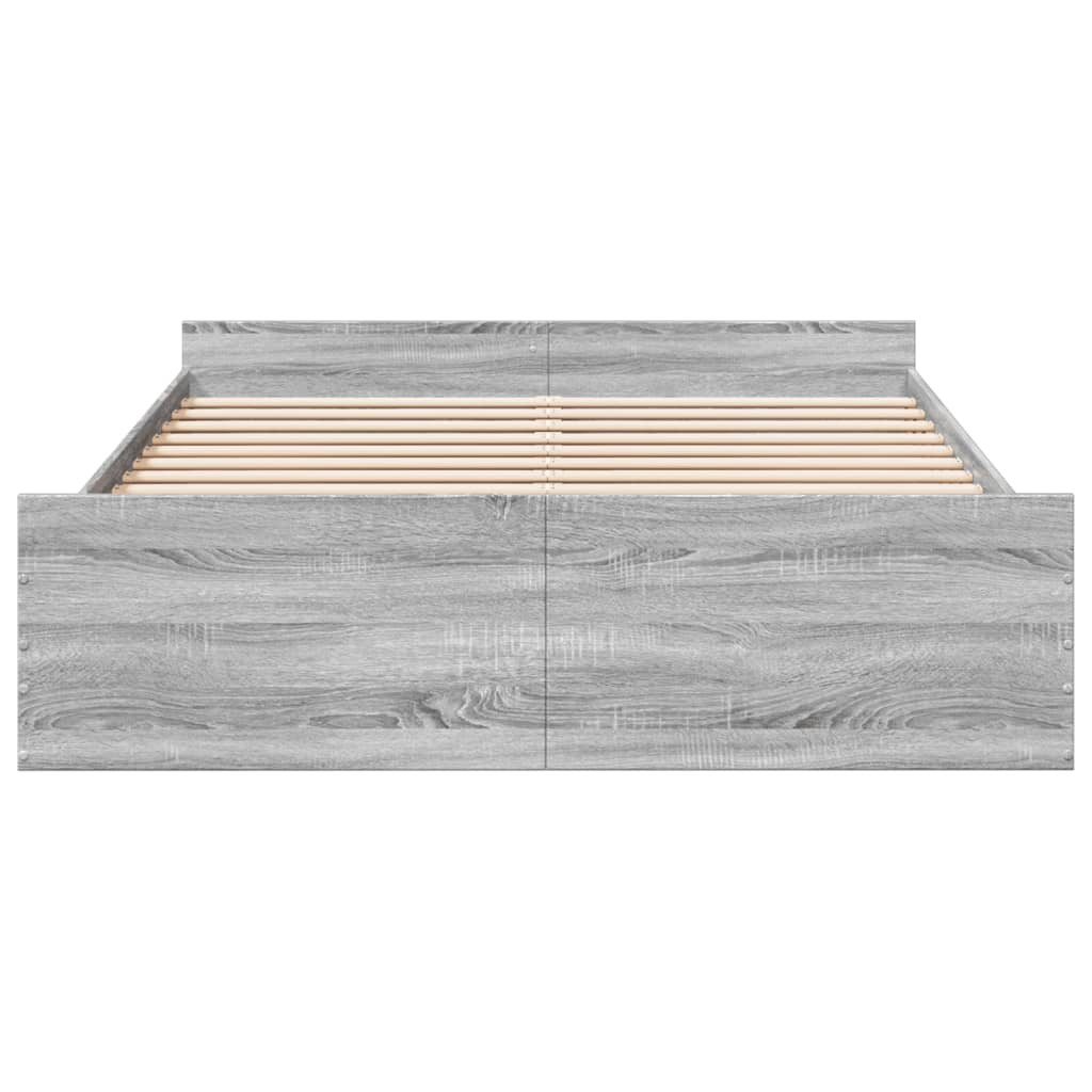 Bed Frame with Drawers without Mattress Grey Sonoma 140x200 cm