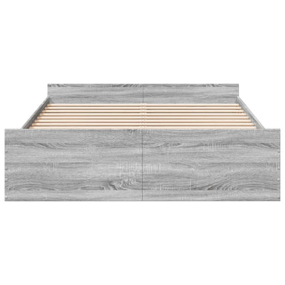 Bed Frame with Drawers without Mattress Grey Sonoma 140x200 cm