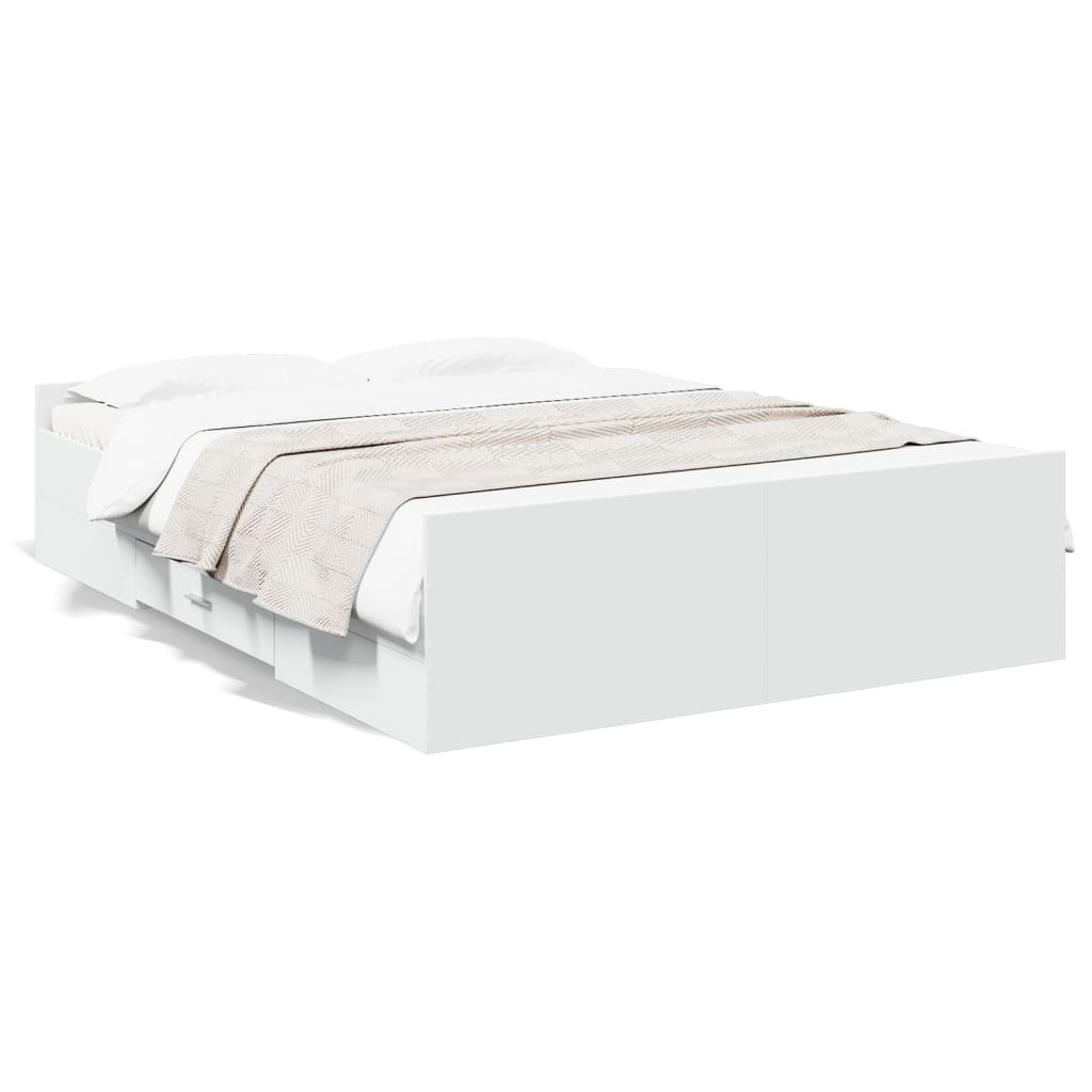 Bed Frame with Drawers without Mattress White 120x200 cm