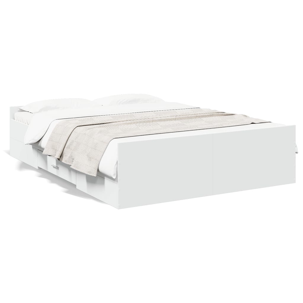 Bed Frame with Drawers without Mattress White 140x190 cm