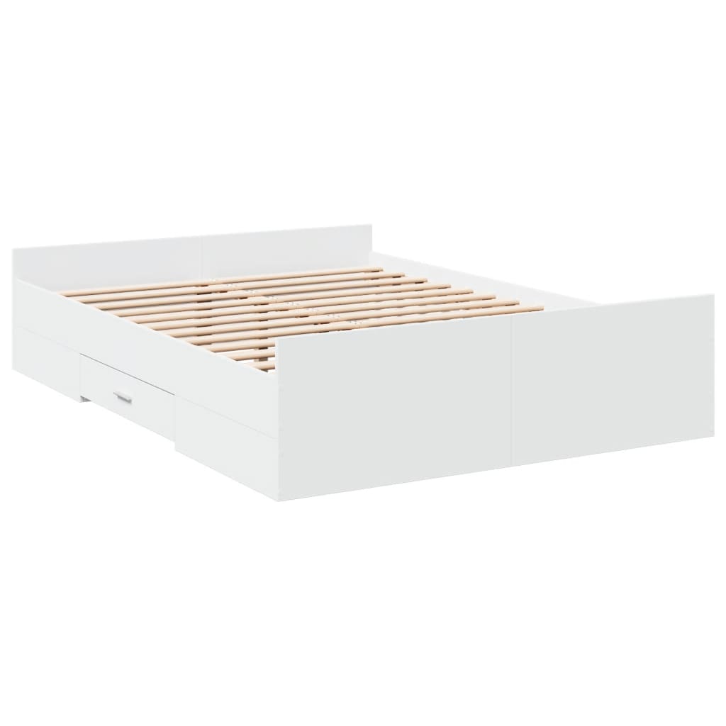Bed Frame with Drawers without Mattress White 140x190 cm