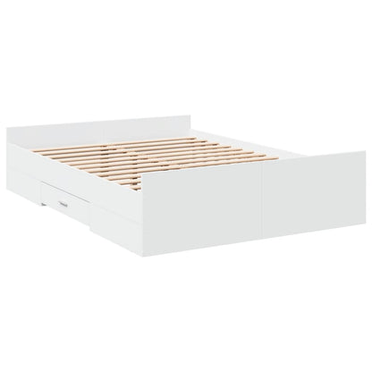 Bed Frame with Drawers without Mattress White 140x190 cm