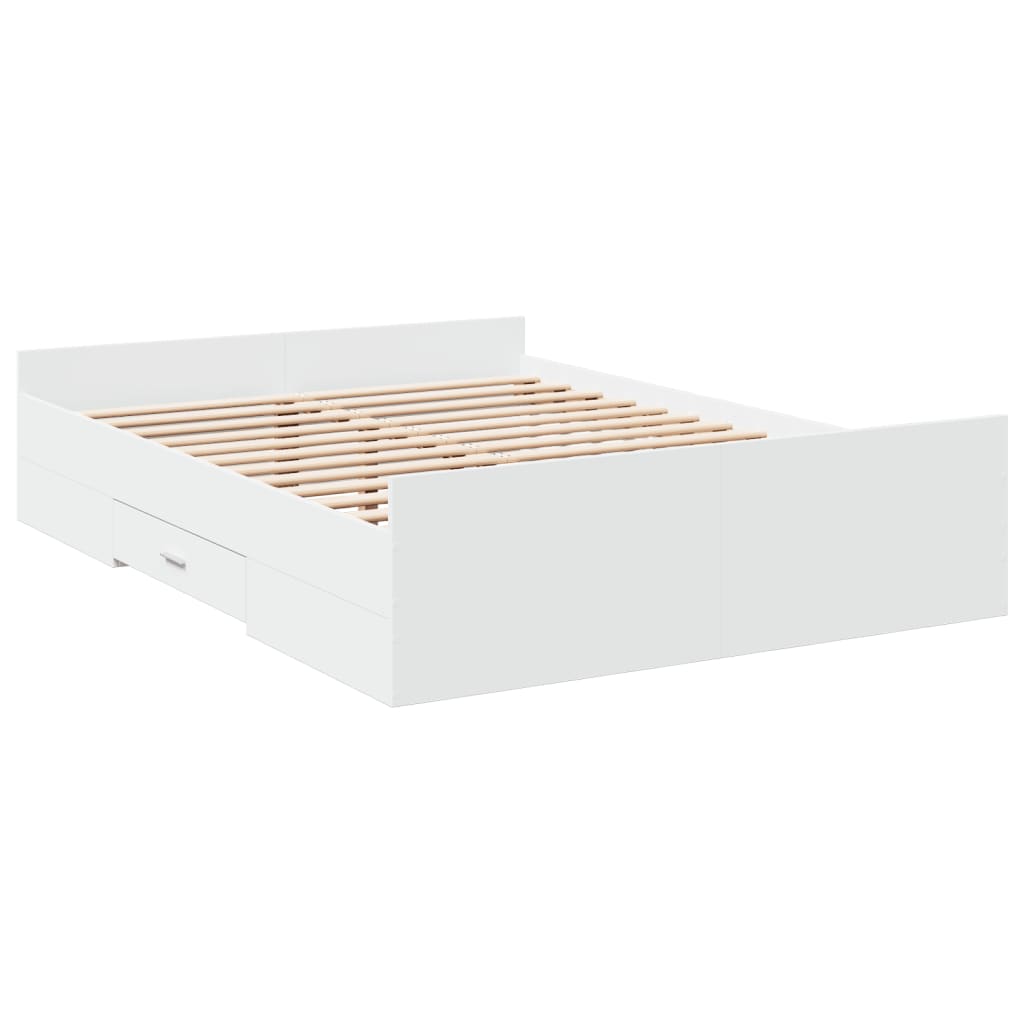Bed Frame with Drawers without Mattress White 140x190 cm