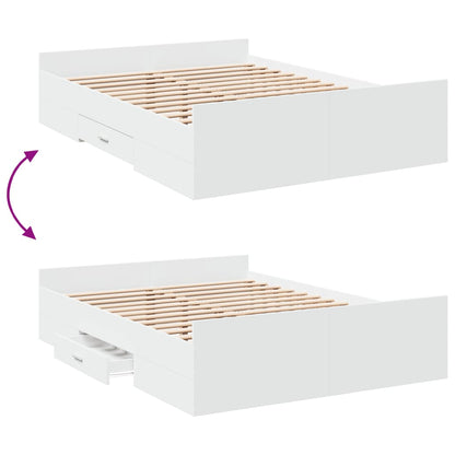 Bed Frame with Drawers without Mattress White 140x190 cm