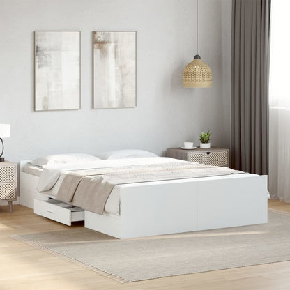 Bed Frame with Drawers without Mattress White 140x190 cm