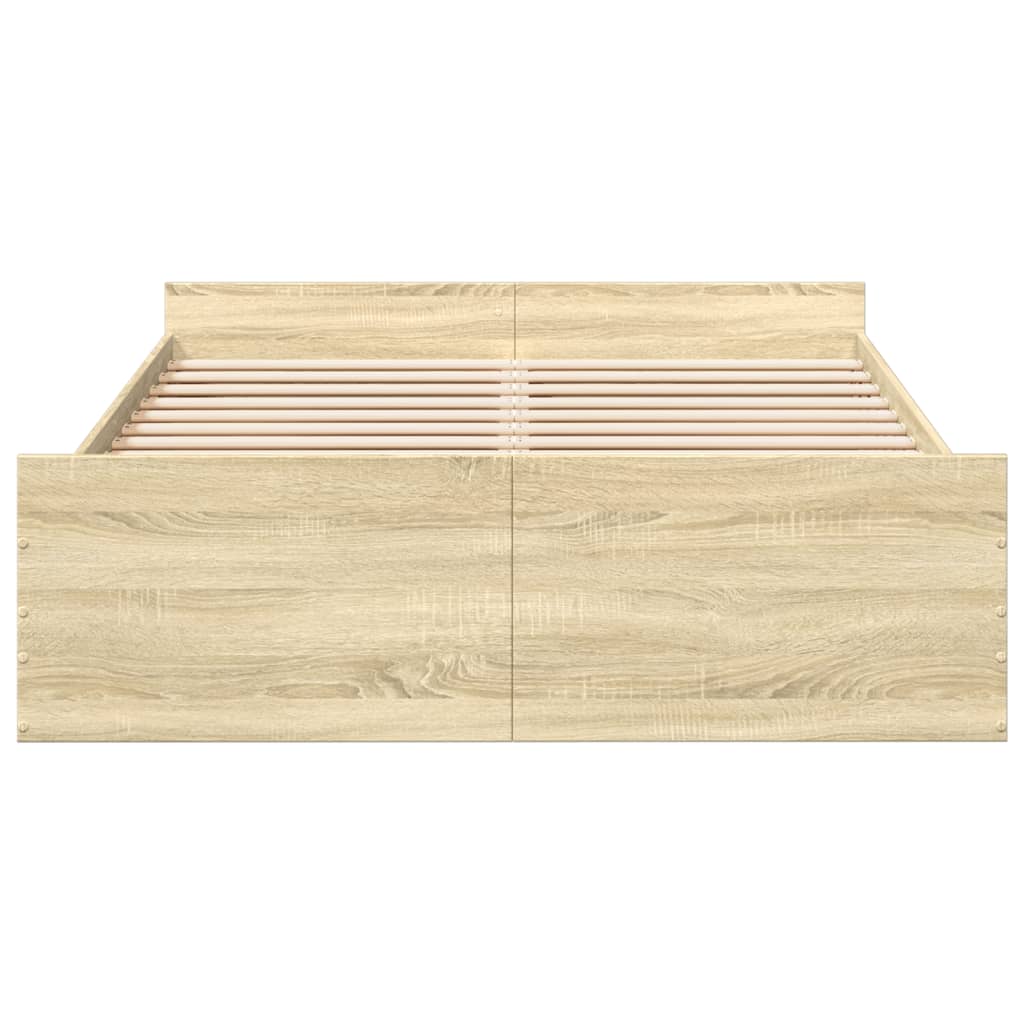 Bed Frame with Drawers without Mattress Sonoma Oak 135x190 cm