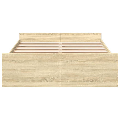 Bed Frame with Drawers without Mattress Sonoma Oak 135x190 cm
